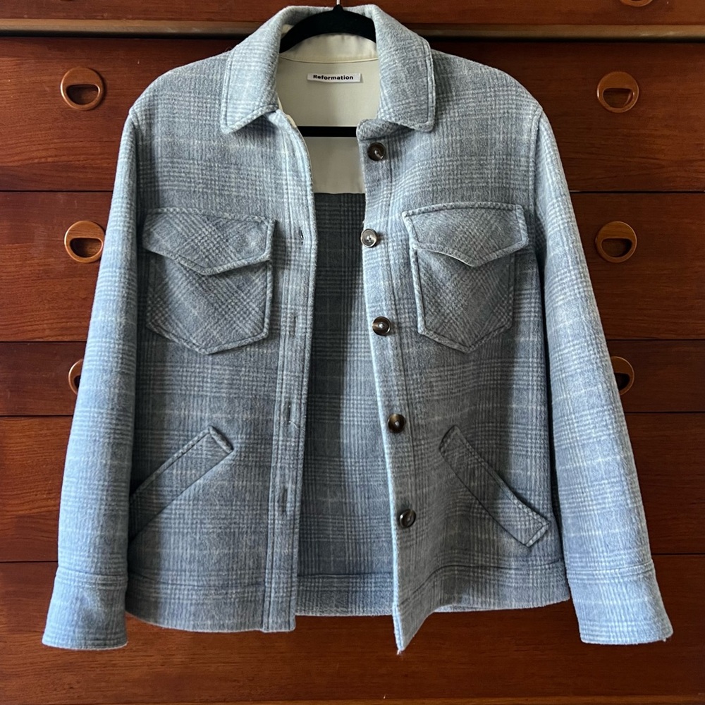 Reformation Baby Blue Wool Coat